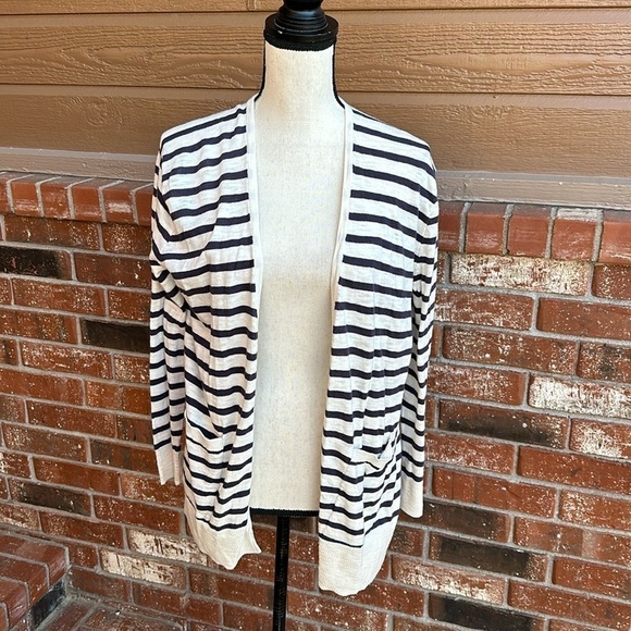 Madewell Navy and Cream Striped Open Front Cardigan Size XXS - Picture 1 of 7